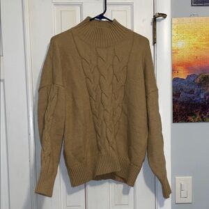 Cozy Tan Cable Knit Sweater